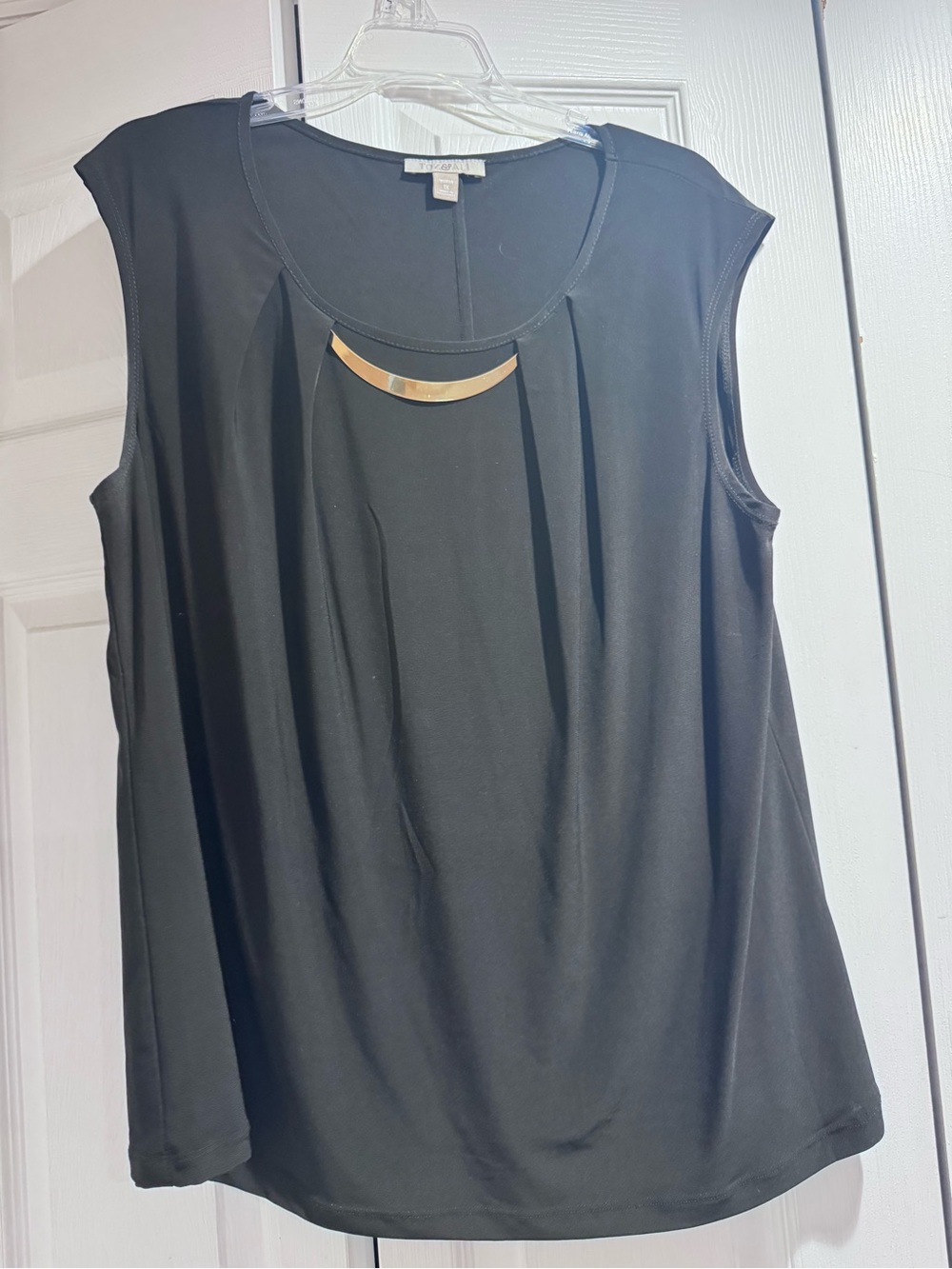 Roz & Ali Black Sleeveless Top with Gold Accent